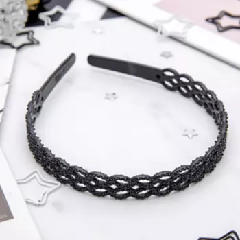 Ободок для волос «Ночка», цветение, 1.5 см, чёрный