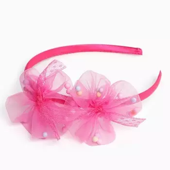 Ободок для волос розовый, цветы, 11 см, Коты аристократы