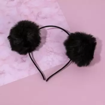 Ободок для волос с пушистыми ушками «Мишка», чёрный
