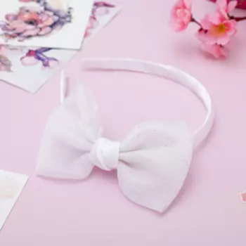 Ободок для волос «Школьница», бант блеск, белый