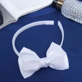 Ободок для волос «Школьница», бант классик стиль, 111 см, белый