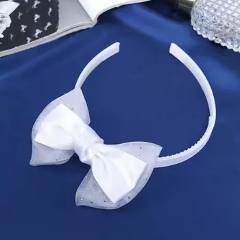 Ободок для волос «Школьница», бант классик блеск, 111 см, белый