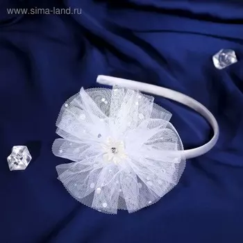 Ободок для волос "Выпускница" 0,5 см, цветок, блеск, белый