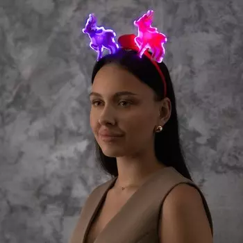 Ободок светодиодный «Олени» 1816x3 см, 2 LED, батарейки AG103 (в комплекте), мерцание, свечение мульти