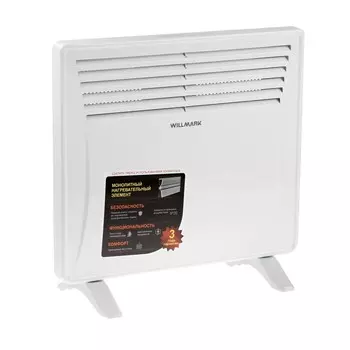 Обогреватель WILLMARK CH-1000Y/W, конвекторный, настенный/напольный, 1000 Вт, 20 м², белый
