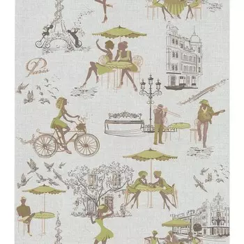 Обои дуплекс на бумажной основе Malex Парижанка 239922-6 шартрез 0,53*10м