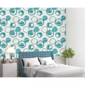 Обои горячее тиснение на флизелине Malex Сфера 4152-6 бело-бирюзовый 1,06*10м