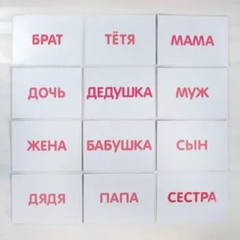 Обучающие карточки по методике Глена Домана «Члены семьи», 12 карт, А5