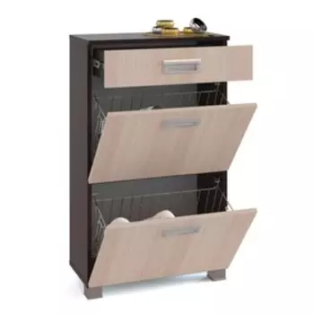 Обувница, 575 × 285 × 965 мм, цвет корпус венге/фасад белёный дуб