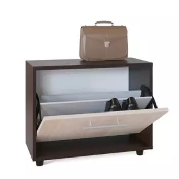 Обувница, 600 × 287 × 482 мм, цвет корпус венге/фасад белёный дуб