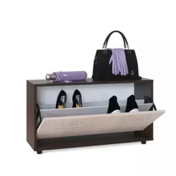 Обувница, 900 287 482 мм, цвет корпус венге/фасад белёный дуб