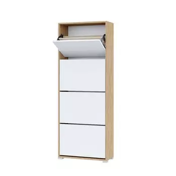 Обувница Домино XXL, 600х250х1567, Дуб золотой/Белый