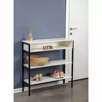 Обувница Frame, 900280900 мм, ЛДСП, цвет белое тиснение / чёрный металл