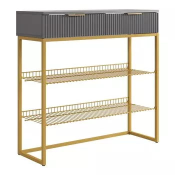 Обувница в прихожую «Классная 1», 2 ящика, 2 полки, 952335907 мм, цвет графит/графит матовый/золото