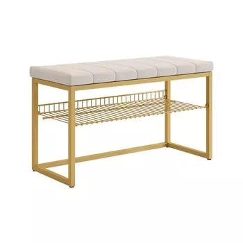 Обувница в прихожую «Классная 2», с сиденьем, 770350460 мм, велюр, цвет золото/крем