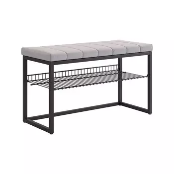 Обувница в прихожую «Классная 2», с сиденьем, 770350460 мм, велюр, цвет чёрный муар/оникс