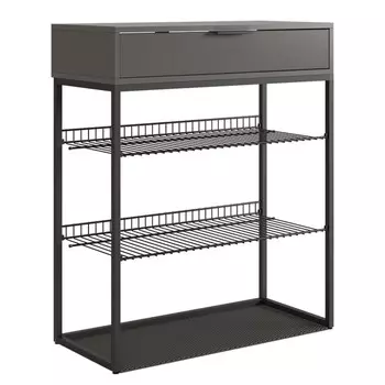 Обувница в прихожую «Краш», 2 полки, 750334905 мм, цвет чёрный муар/графит