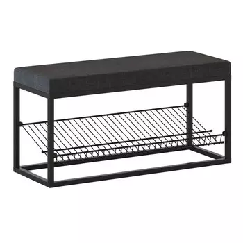 Обувница пуф, 800х300х895, Черный муар/Ткань Текна 9