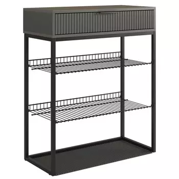 Обувница в прихожую «Вельвет», 2 полки, 750334905 мм, цвет графит/графит матовый/чёрный муар