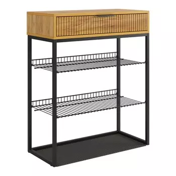 Обувница в прихожую «Вельвет», 2 полки, 750334905 мм, цвет дуб крафт золотой/акация светлая/чёрный муар