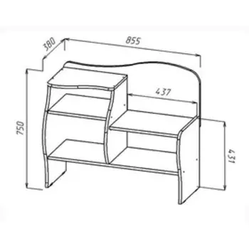 Обувница Волна, 855х380х750, Ясень шимо