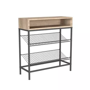 Обувница в прихожую, 780х300х857, Черный муар/Дуб сонома