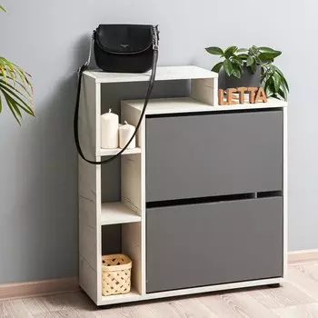 Обувница вертикальная Ultra Plus, 750246859 мм, 2 секции, цвет дуб крафт белый / графит