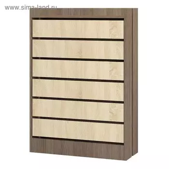 Обувница в прихожую «ЯПТ-2 Ямайка», 6 ящиков, 7002711026 мм, цвет ясень шимо тёмный/дуб сонома