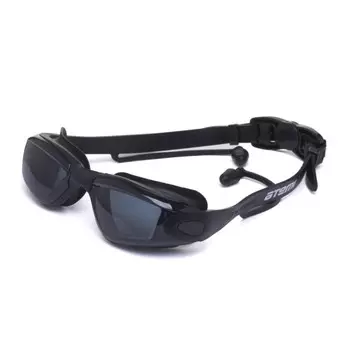 Очки для плавания Atemi N8600, силикон, с берушами, цвет чёрный/серый