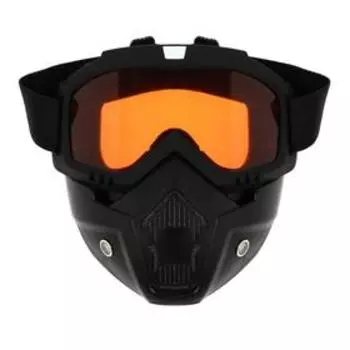 Очки-маска для езды на мототехнике, разборные, стекло оранжевый хром, чёрные