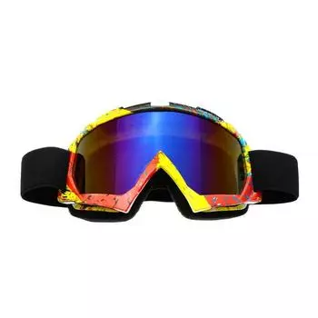 Очки-маска для езды на мототехнике, стекло сине-фиолетовый хамелеон, бомбер, ОМ-26