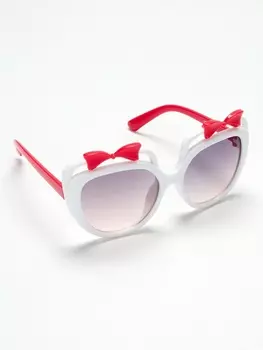 Очки солнцезащитные детские OneSun, бантики, 4.512 см, бело-малиновые