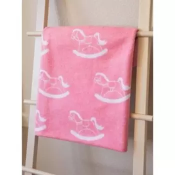 Одеяло байковое «Лошадки», размер 100х118 см, цвет розовый