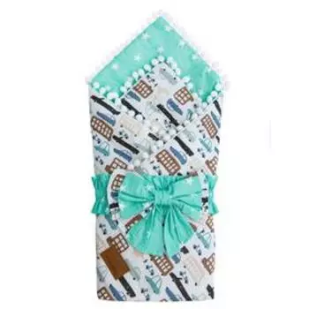 Одеяло на выписку, принт трасса, цвет зелёный