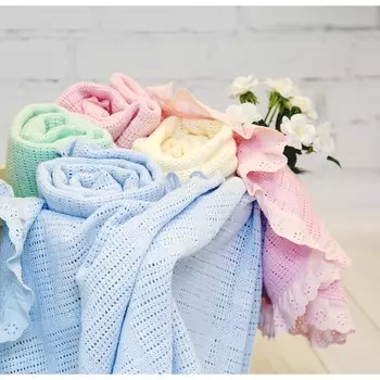 Одеяло вязанное, размер 80х100 см, цвет голубой