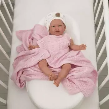 Одеяло вязаное, размер 100х140 см, цвет розовый