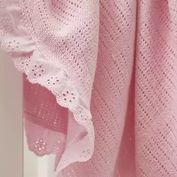 Одеяло вязаное, размер 80х100 см, цвет розовый