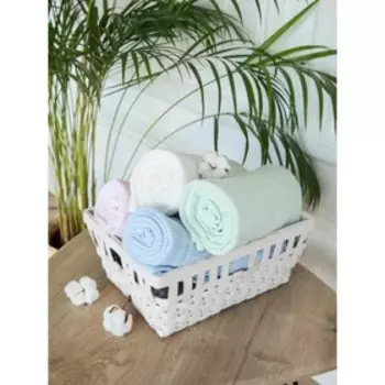 Одеяло вязаное, размер 90х118 см, цвет молочный