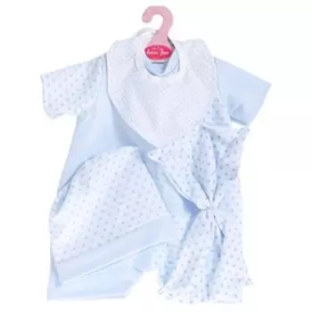 Одежда для кукол и пупсов 50-55 см, комбинезон голубой, шапка, слюнявчик, платочек