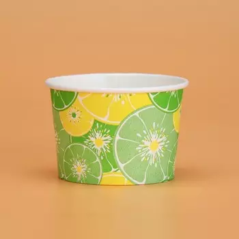 Одноразовая посуда: Стакан-креманка «Цитрус зелёный» бумажная, 130 мл