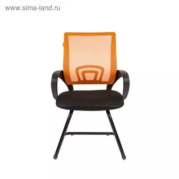 Кресло офисное Chairman 696 V, с подлокотниками, на полозьях, ткань/сетка, цвет оранжевый/чёрный