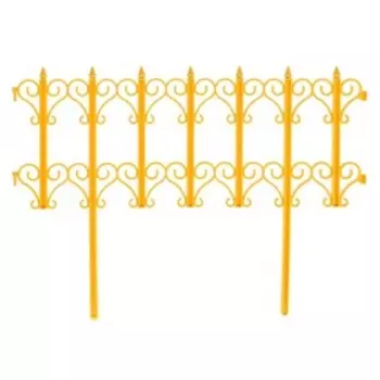 Ограждение декоративное, 25180 см, 5 секций, пластик, жёлтое, «Классика»
