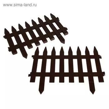 Ограждение декоративное, 35210 см, 5 секций, пластик, коричневое, GOTIKA, Greengo