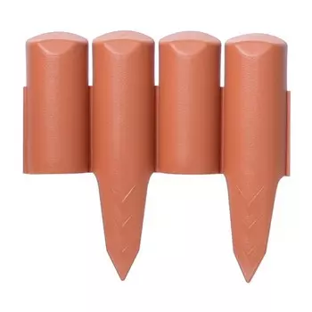 Ограждение декоративное для клумбы, 22 250 см, 10 секций, пластик, терракот, Palisada