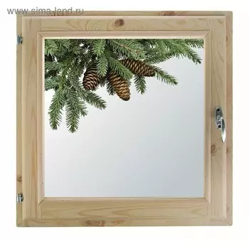 Окно 100х100 см, "Еловая веточка", однокамерный стеклопакет, уплотнитель, хвоя