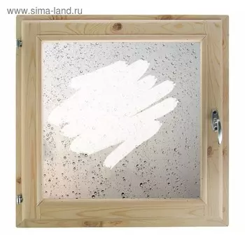 Окно 50х50 см, "Капли на стекле", однокамерный стеклопакет, хвоя