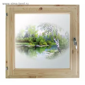 Окно 60х60 см, "Лесная сказка", однокамерный стеклопакет, уплотнитель, хвоя