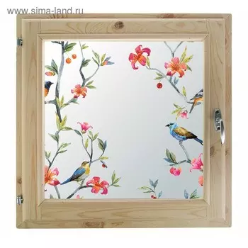 Окно 60х60 см, "Пташки", однокамерный стеклопакет, уплотнитель, хвоя