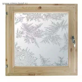 Окно 80х80 см, "Морозные узоры", однокамерный стеклопакет, хвоя