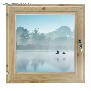 Окно 80х80 см, "Туман над рекой", однокамерный стеклопакет, уплотнитель, хвоя